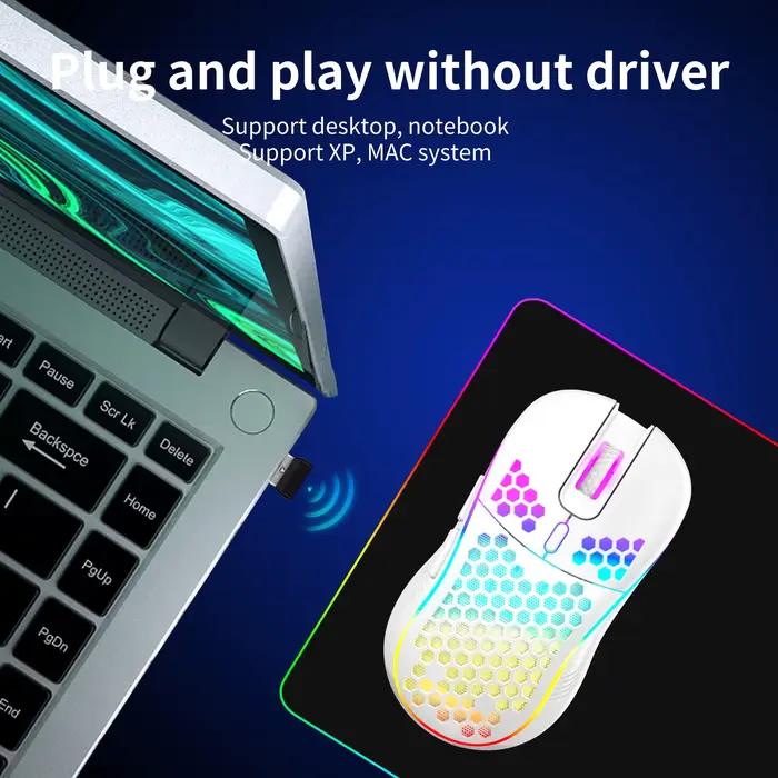 Souris de jeu sans fil nid d'abeille 2.4G USB