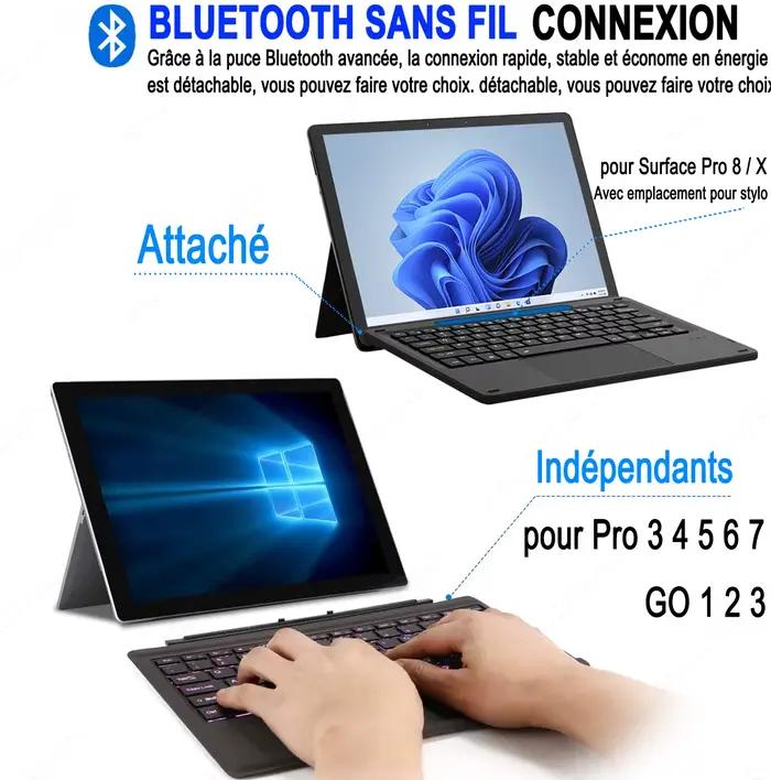 Clavier rétroéclairé pour Microsoft Surface Pro 3 4 5 6 7 8 9 X Go 1 2 3 Trackpad