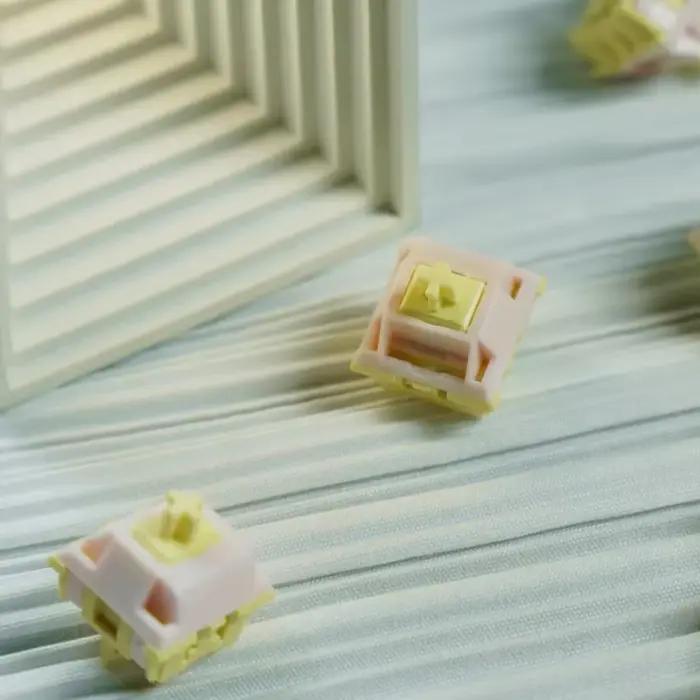 Interrupteurs KeyGeek Peach Cheese 5 broches HIFI Clacky avec ressort M5 personnalisé et design entièrement repensé