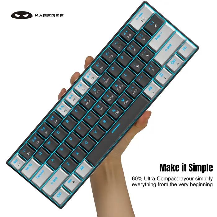 MK-Star61 60% clavier de jeu mécanique 61 touches bleu mer rétro-éclairé petit Compact Portable 60 pour cent