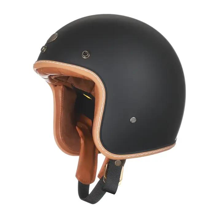 Casque de moto ouvert léger en fibre de verre Vantage Jet homologué DOT ECE pour hommes et femmes