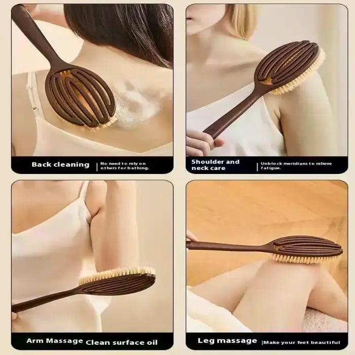 Brosse de bain-douche, brosse de bain, peau sèche, corps, poils naturels doux, masseur, outil de soins, poils naturels doux, poignée PE