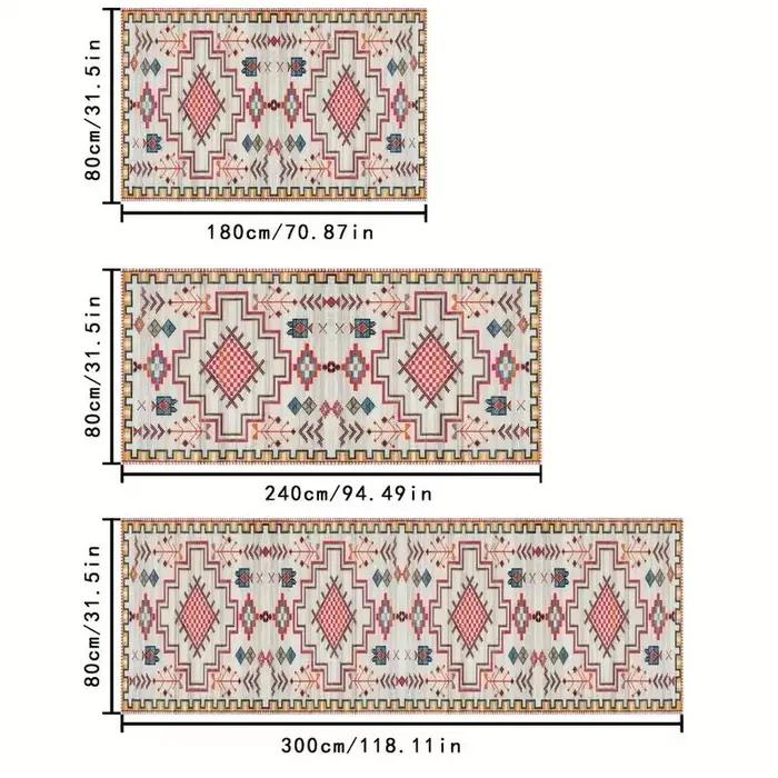 VIKAMA Tapis de couloir lavable pour la décoration intérieure Tapis de cuisine longs vintage avec tapis de support antidérapant pour salon chambre à coucher