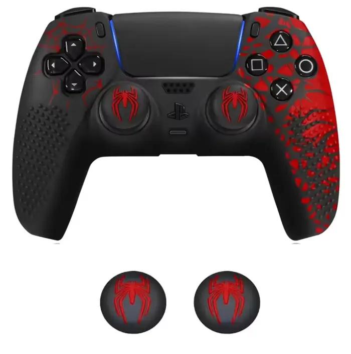 Pour PS5 Playstation 5 contrôleur housse de protection souple anti-dérapant peau de Silicone avec poignées de pouce bricolage personnalisé série araignée