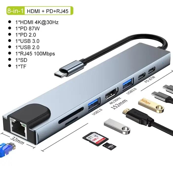 Hub USB C 8 en 1, 7 en 2
