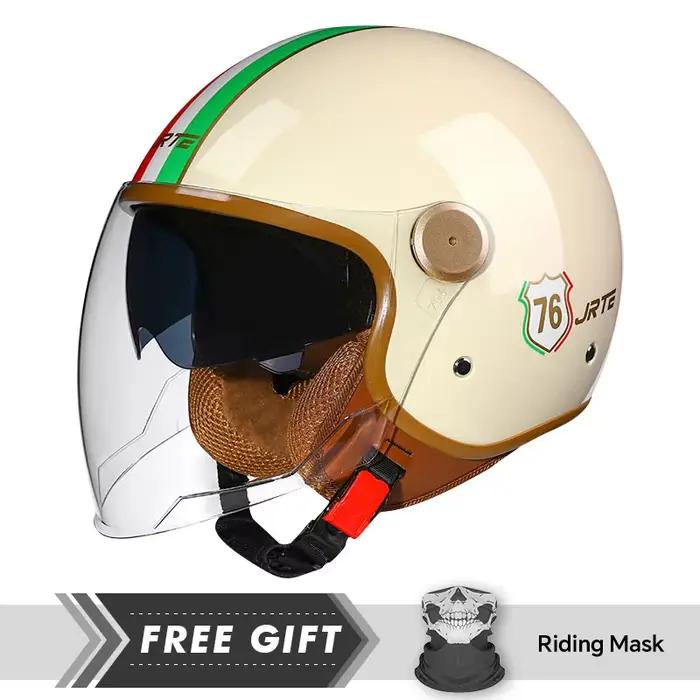 Casque Jet rétro Daul lentille DOT casques de Moto visage ouvert hommes femmes 3/4 demi-casque ouvert accessoires de Moto Cascos Para Motos
