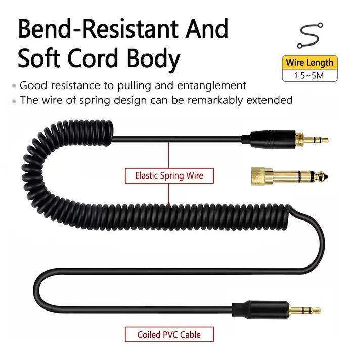 Câble Audio pour casque d'écoute enroulé Durable