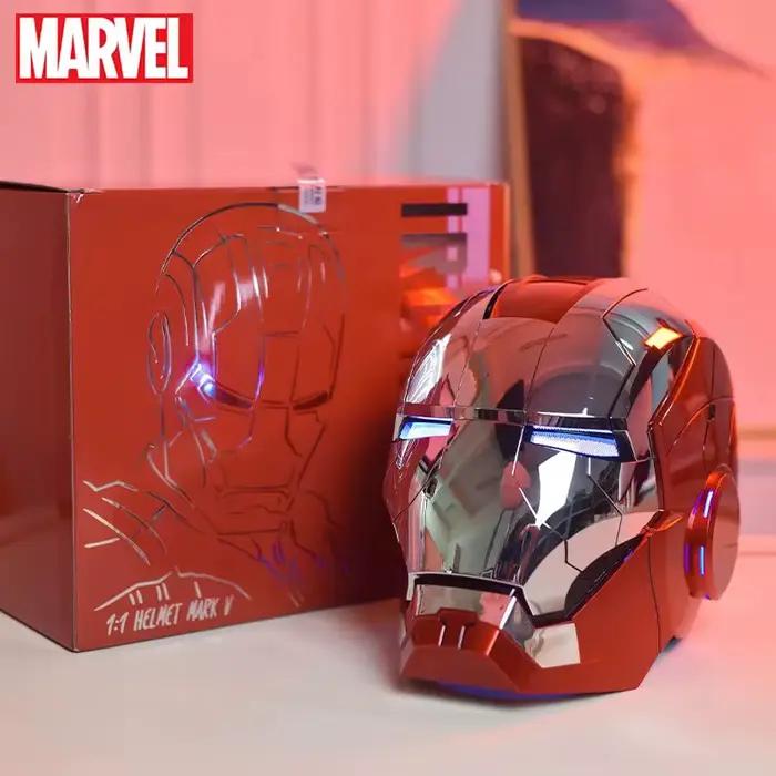 Casque de cosplay Iron Man Mk5 Marvel AutoKing, modèle réduit à l'échelle 1:1, jouet portable avec commande vocale et lumière, pour adultes, cadeau d'anniversaire