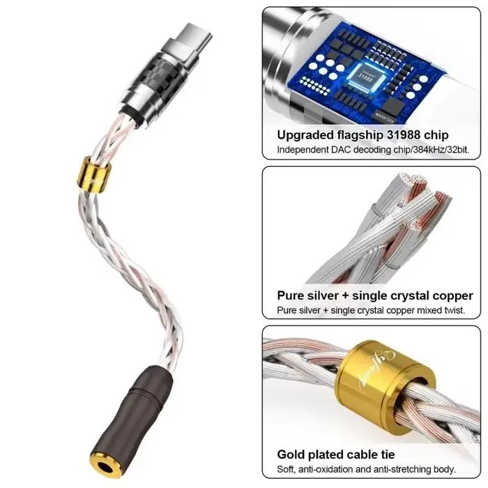 Câbles de convertisseur de casque USB C à Jack femelle 2.5mm 3.5mm 4.4mm