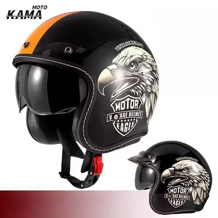 Casque de moto ouvert HOT, style vintage, unique, rétro, 3/4, avec doublure amovible, Cascocascospara Moto