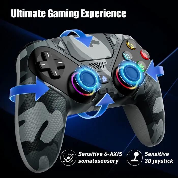 Manette sans fil RGB GAMROMBO pour PS5 PS5 Pro Slim Windows Expérience de jeu ultime avec technologie anti-drift et éclairage personnalisable pour joueurs occasionnels et passionnés
