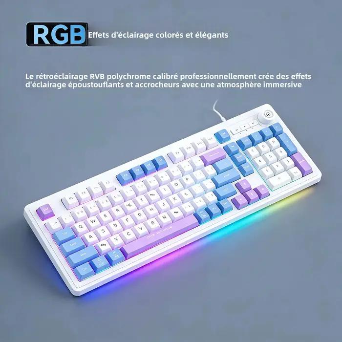 Clavier de jeu filaire à sensation mécanique avec bouton rotatif
