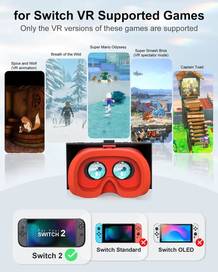 Casque VR amélioré pour Nintendo Switch 2, lentilles HD réglables et sangle confortable, lunettes 3D Virtual Boy pour Switch 2