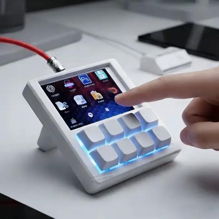 Clavier de bureau programmable DIY rapide avec 8 touches macro et écran LCD de 3