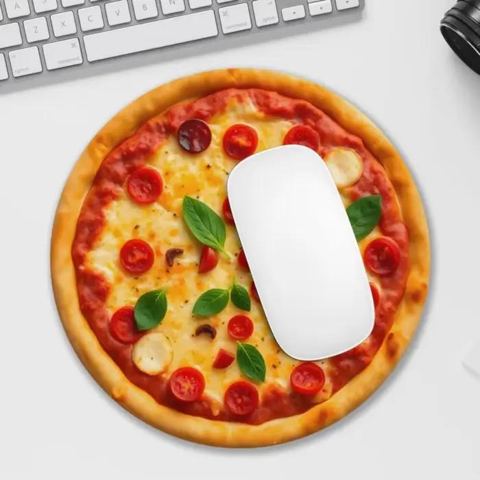 Tapis de souris rond à motif pizza