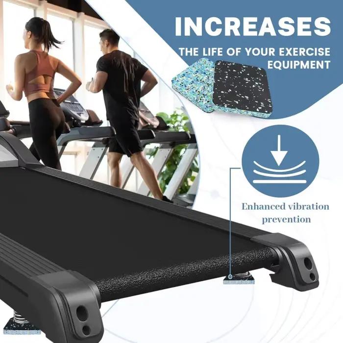 Tapis de tapis roulant (4 pièces), tapis pour équipement de sport, tapis en caoutchouc anti-vibration et anti-bruit pour vélo d'appartement, rameur
