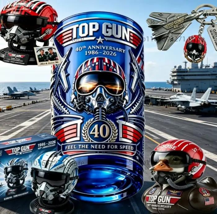 Casque de pilote inspiré du film Top Gun, figurine de collection 40e anniversaire, jouet exclusif pour les fans 2026, cadeau pour les décorations de fête ou de bureau