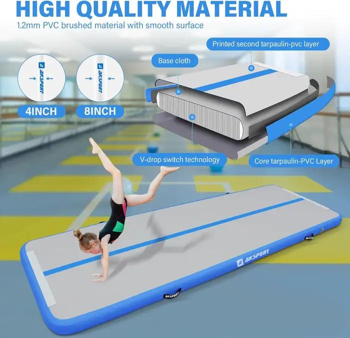 Tapis de gymnastique gonflable pour acrobaties, épais, léger, en PVC, portable, pour la maison, l'entraînement en extérieur