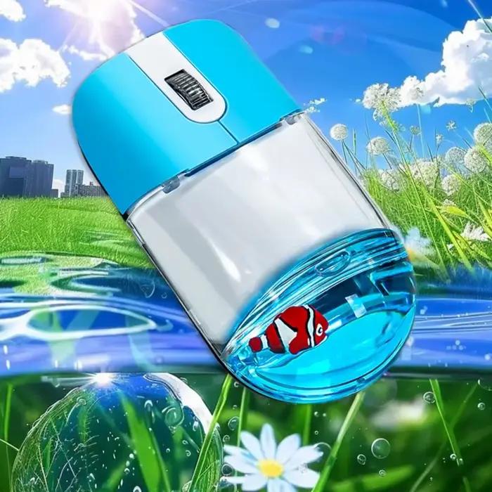Frutiger Aero Aqua souris liquide mignon flottant Aquarium Animal 2.4G + Bluetooth sans fil optique océan poupée