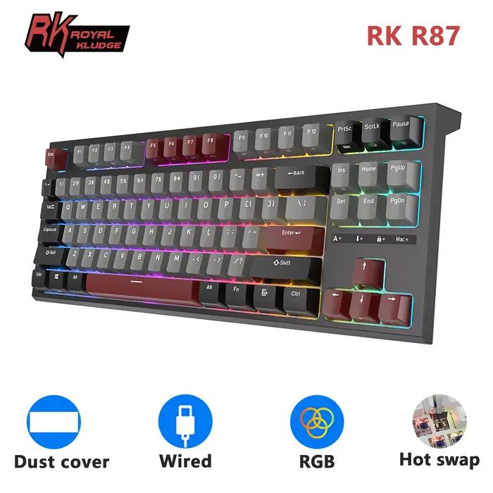 RK ROYAL KLUDGE R87 clavier de joueur brésilien filaire 87 touches rvb rétro-éclairé