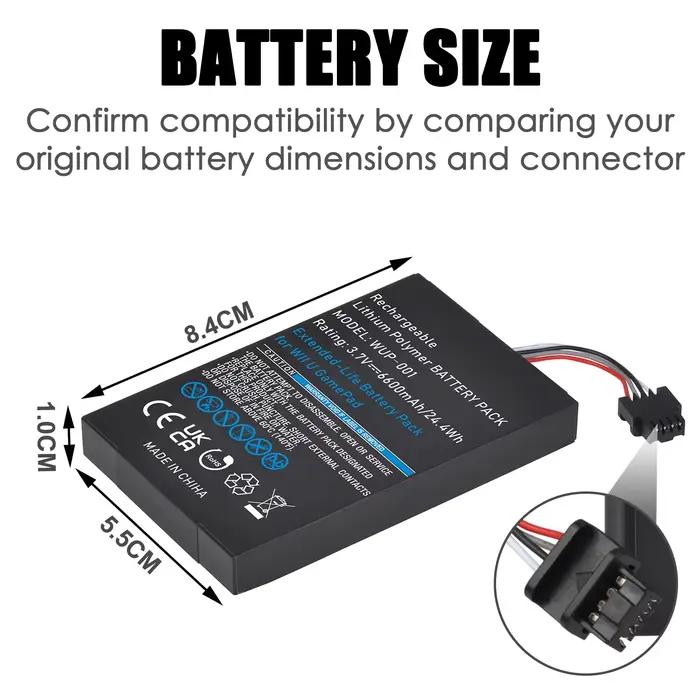 Batterie de Manette de Jeu 6600mAh UWayor Compatible Nintendo Wii U Gris Orange Sécurité Durée de Vie Temps de Jeu Continu Installation Facile Occasions Spéciales