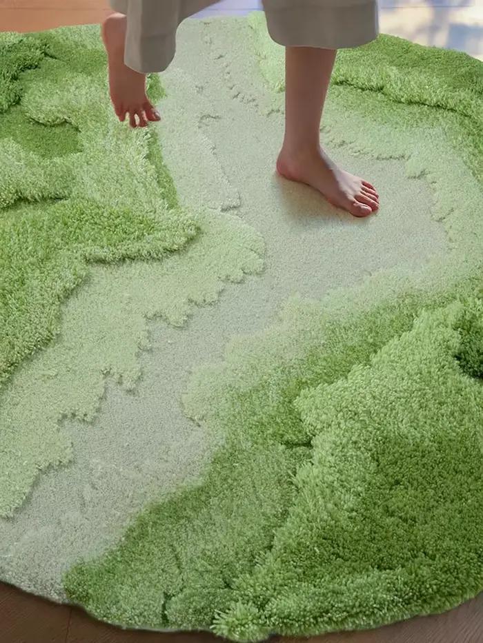 Tapis Rond de Luxe en Laine Verte