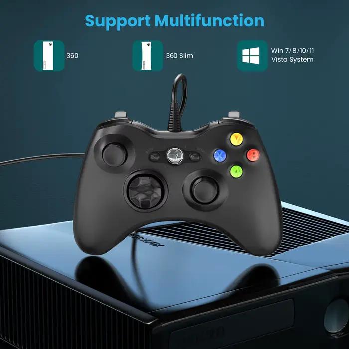 Manette de jeu filaire pour contrôleur de jeu Xbox 360 avec Turbo à double Vibration Compatible
