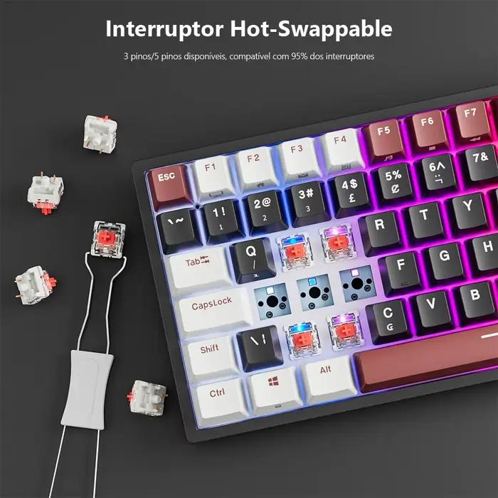 RK Royal Kludge RK84 clavier de jeu mécanique brésilien 84 touches rvb Tri-Mode BT5.0/2.4G/claviers sans fil filaires remplaçables à chaud