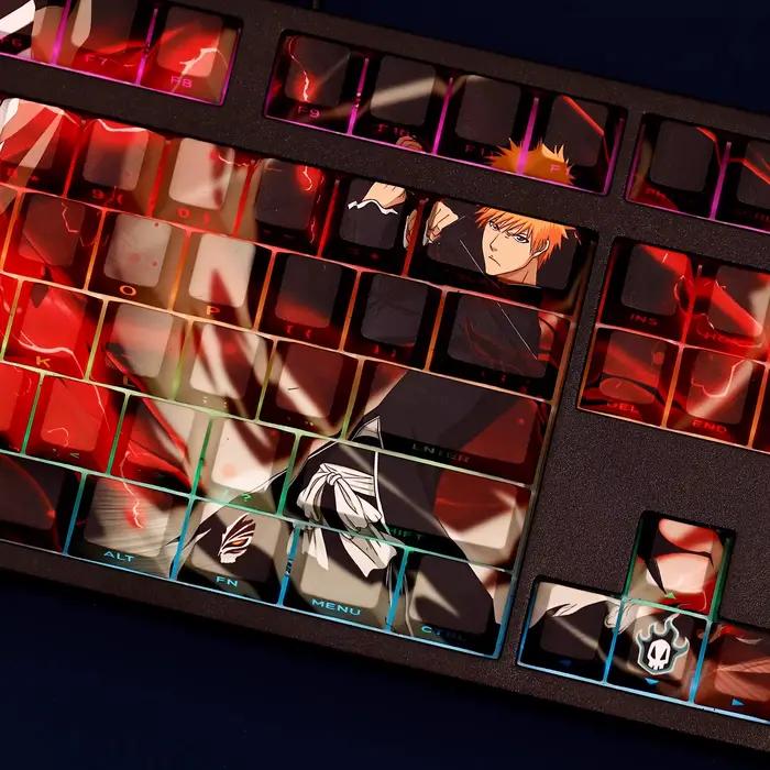 108 touches/ensemble Kurosaki Ichigo Keycap PBT rétroéclairées latéralement