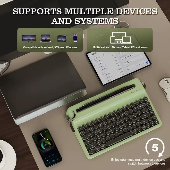 YUNZII QL75 clavier mécanique de machine à écrire sans fil vert