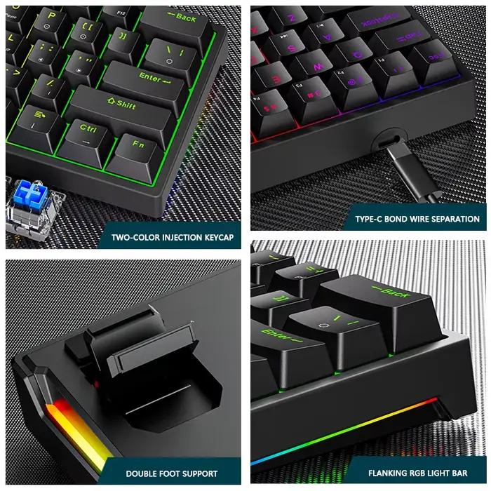 K620 Mini clavier mécanique de jeu 61 touches rvb Hotswap type-c
