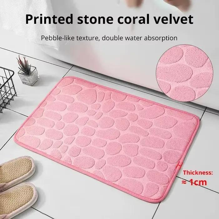 Tapis en velours gaufré en mousse à mémoire de forme, 1 pièce, antidérapant, pour salle de bain, salon, tapis de sol pavé, ameublement de maison
