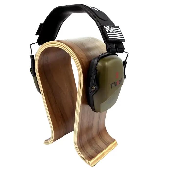 Support pour écouteurs en bois en forme de U