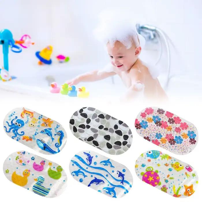 Polymères de bain coordonnants en PVC pour enfants, doux, dessin animé, sécurité coordonnante avec ventouse, polymères de douche, tapis de baignoire de massage, coussin
