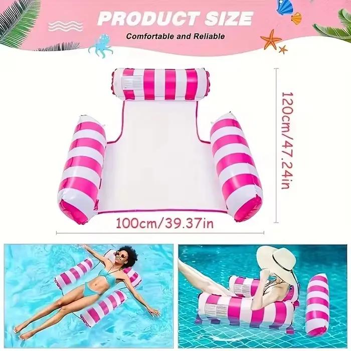 Matelas flottant gonflable pour adultes, dossier inclinable pliable, lit flottant rayé gonflable, hamac simple