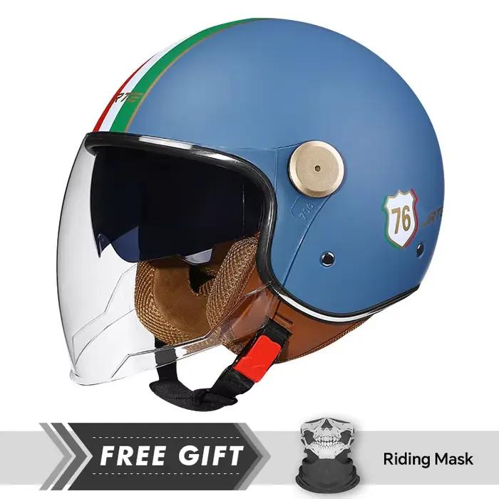 Casque Jet rétro Daul lentille DOT casques de Moto visage ouvert hommes femmes 3/4 demi-casque ouvert accessoires de Moto Cascos Para Motos