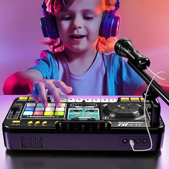 Mixeur DJ pour enfants avec microphone, clavier de piano électronique, contrôleur de platine DJ Bluetooth, instrument de musique, cadeau de Noël pour enfants