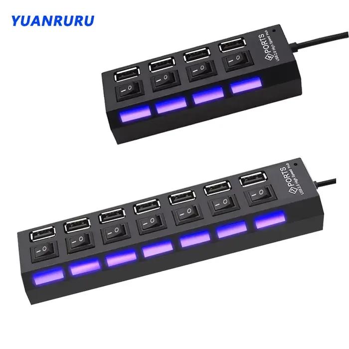 Multi USB Splitter airies avec interrupteur pour PC