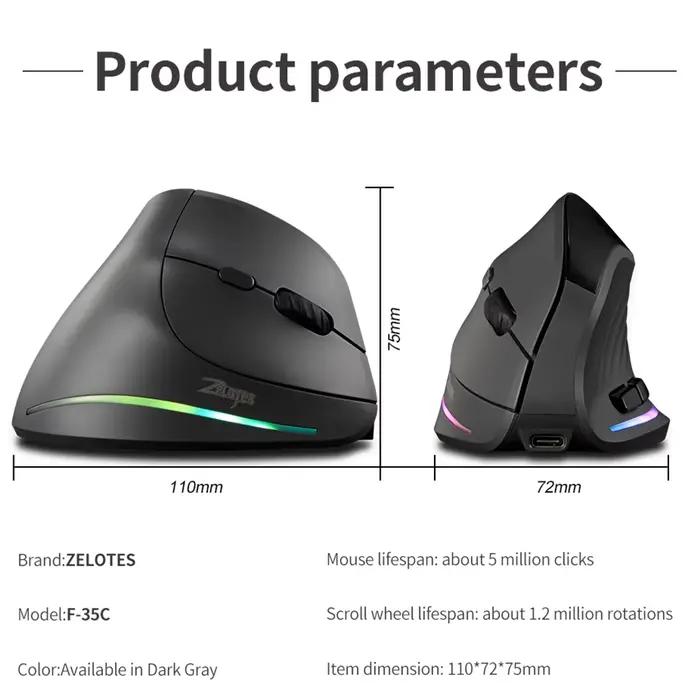 Souris sans fil ergonomique Lefon 2.4G