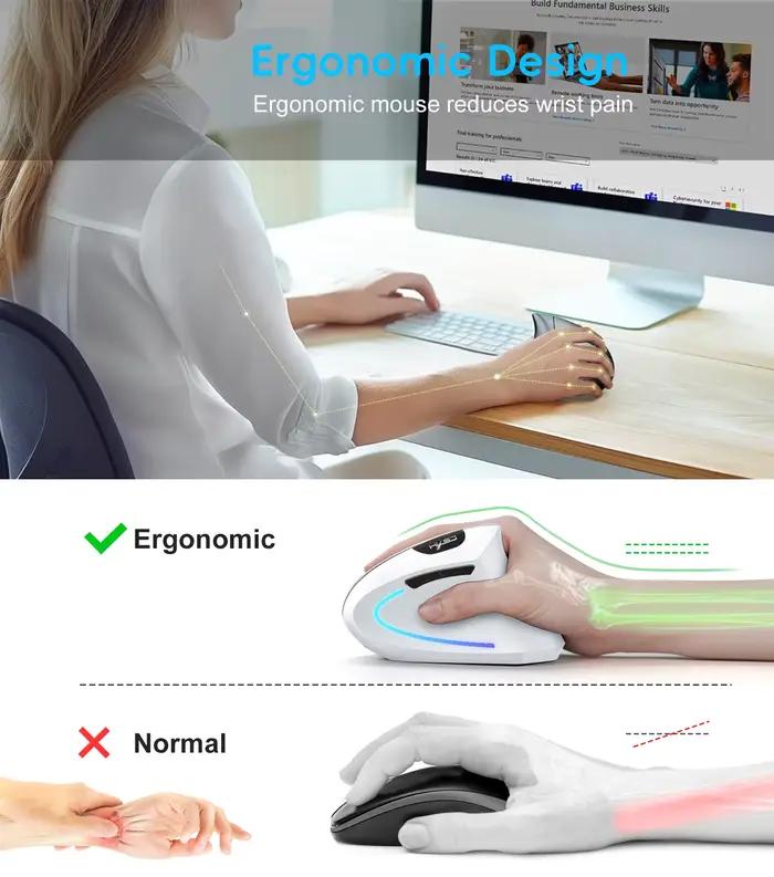 Nouvelle Arrivée 2025 HXSJ Souris Verticale Ergonomique Double Mode ABS 600mAh Rechargeable 2400DPI Interface Type-C