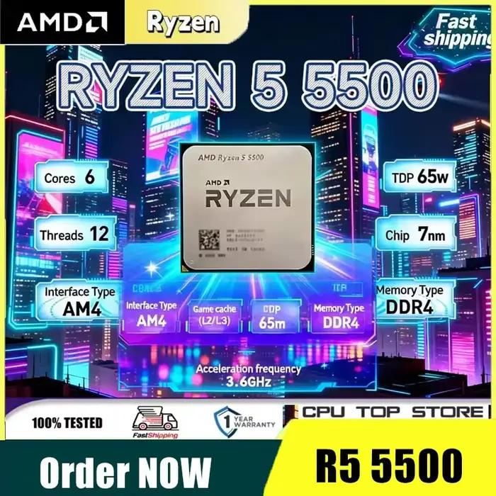 Processeur de bureau AMD Ryzen 5 5500 6 cœurs 12 threads 4