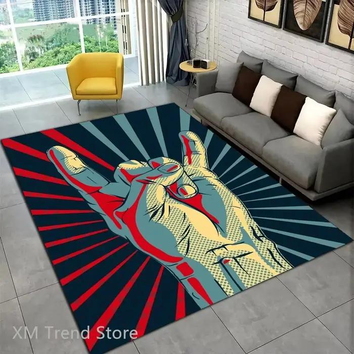 Tapis de musique rock and roll, tapis de cuisine, tapis d'entrée, décoration de sol de chambre à coucher, tapis de salon, tapis anti-ald
