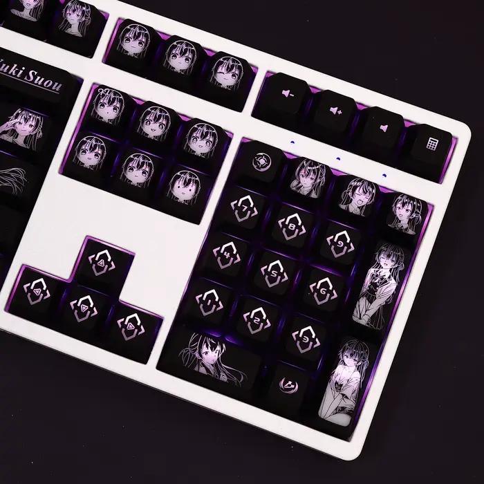 104 touches/ensemble Suo Yuki Alya parfois cache ses sentiments Anime personnalisé bricolage rétro-éclairé Keycaps SWS revêtement pour clavier mécanique