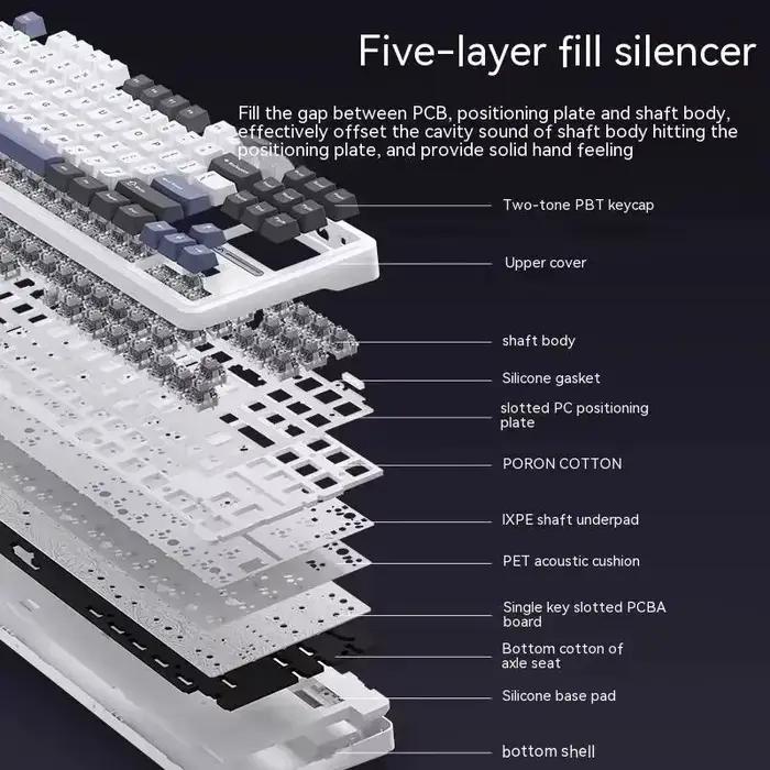 AULA F87 Pro clavier mécanique 2.4g/Usb/Bluetooth Tri Mode sans fil 87 touches Rgb Pbt joint 5 couches silencieux touche complète sans Impact