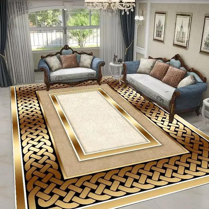 Tapis géométriques or et noir, style nordique de luxe, pour salon, chambre, table de chevet, grand tapis de sol, décoration intérieure, tapis de sol