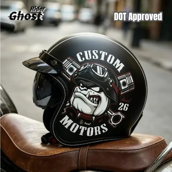 Casque de moto ouvert vintage tendance, unique, rétro 3/4, homologué ECE DOT, toutes saisons