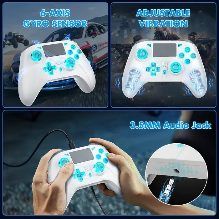 Contrôleur sans fil pour PlayStation 4/PS4 Pro/Slim/PS3/PC/IOS/Switch Turbo