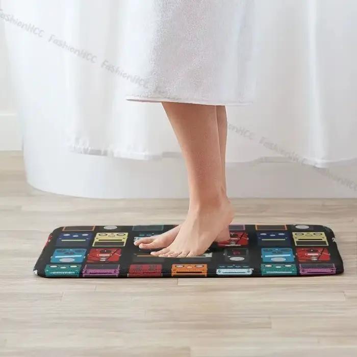 ​ Tapis de rythme VIKAMA Rockstar – Flanelle en peluche avec graphiques de pédale de guitare