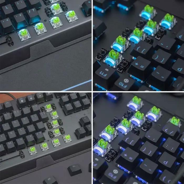 Commutateurs verts RVB pour clavier de jeu sans tencontinent