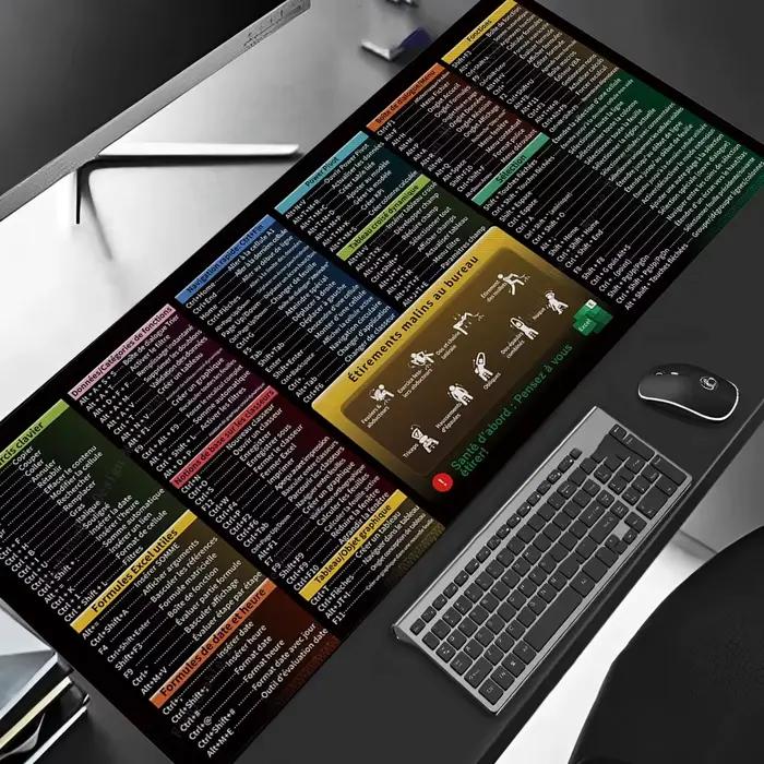 Tapis de Souris en Cuir avec Raccourcis Excel Français pour Clavier